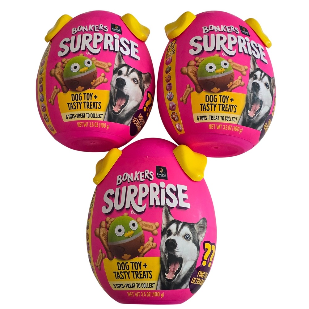 3 Bonkers‎ Surprise Dog Toy Tasty Dog Treats Biscuits Plush Toy Mystery Box Zuru